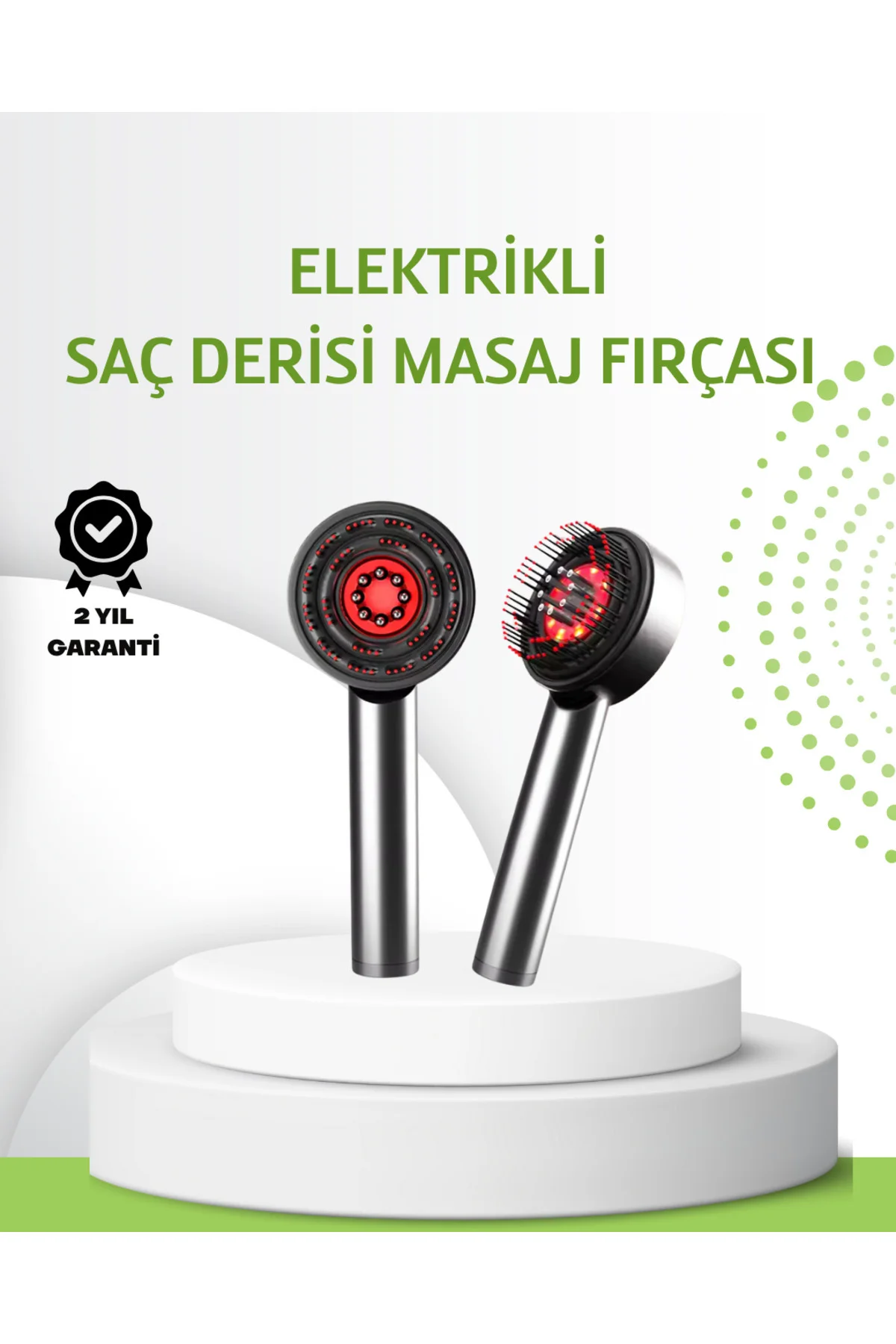 Şarjlı Saç Derisi Masaj Cihazı Kırmızı Işık ve 3D Tarak Dişli