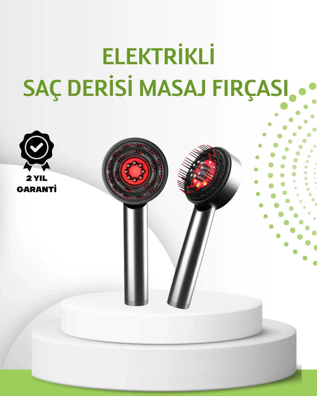 Şarjlı Saç Derisi Masaj Cihazı Kırmızı Işık ve 3D Tarak Dişli