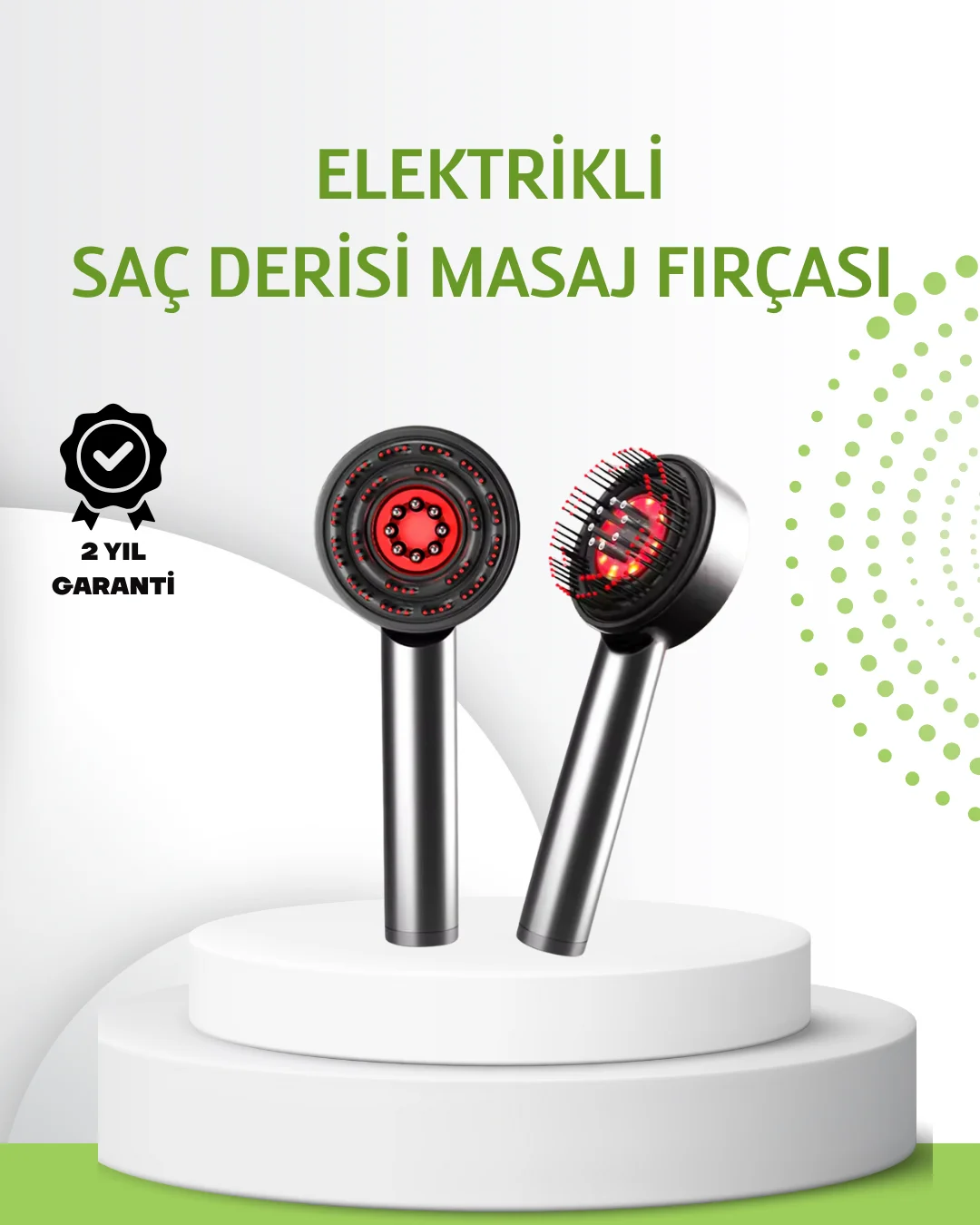 Şarjlı Saç Derisi Masaj Cihazı Kırmızı Işık ve 3D Tarak Dişli