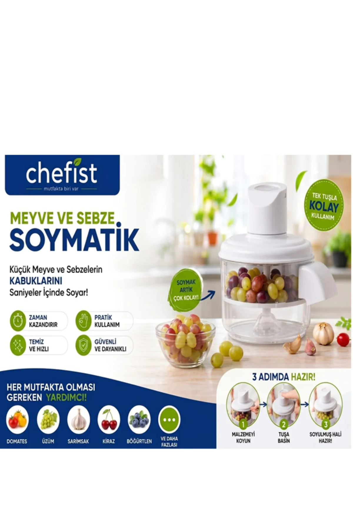 Şarjlı Sebze Meyve Soyma Makinesi Otomatik 5 Bıçaklı Elektrikli Kabuk Soyucu Pratik