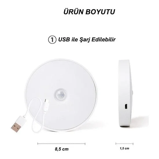 Şarjlı Sensörlü Gece Led Lambası Egonex