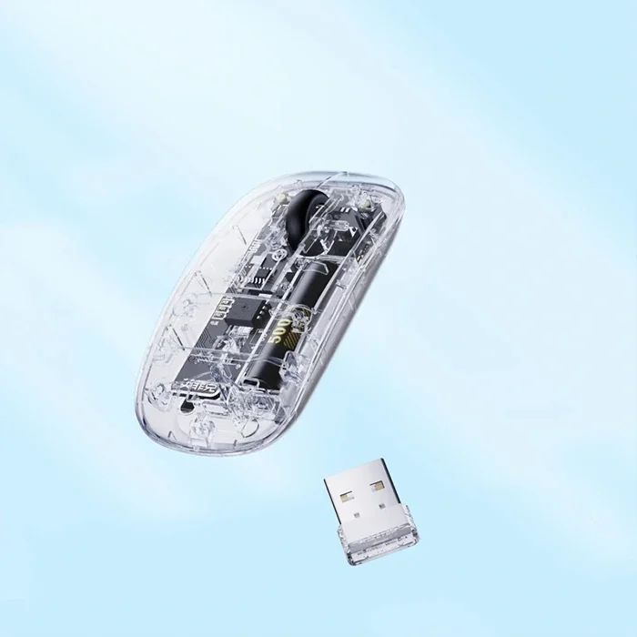 Şarjlı Sessiz Kablosuz Fare 1600 DPI 2.4G Transparan Mouse