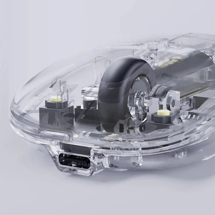 Şarjlı Sessiz Kablosuz Fare 1600 DPI 2.4G Transparan Mouse