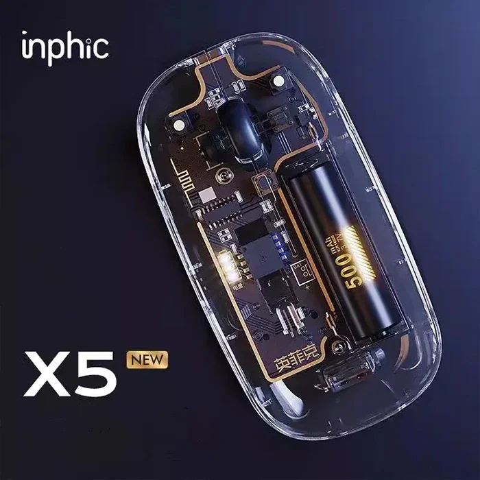 Şarjlı Sessiz Kablosuz Fare 1600 DPI 2.4G Transparan Mouse