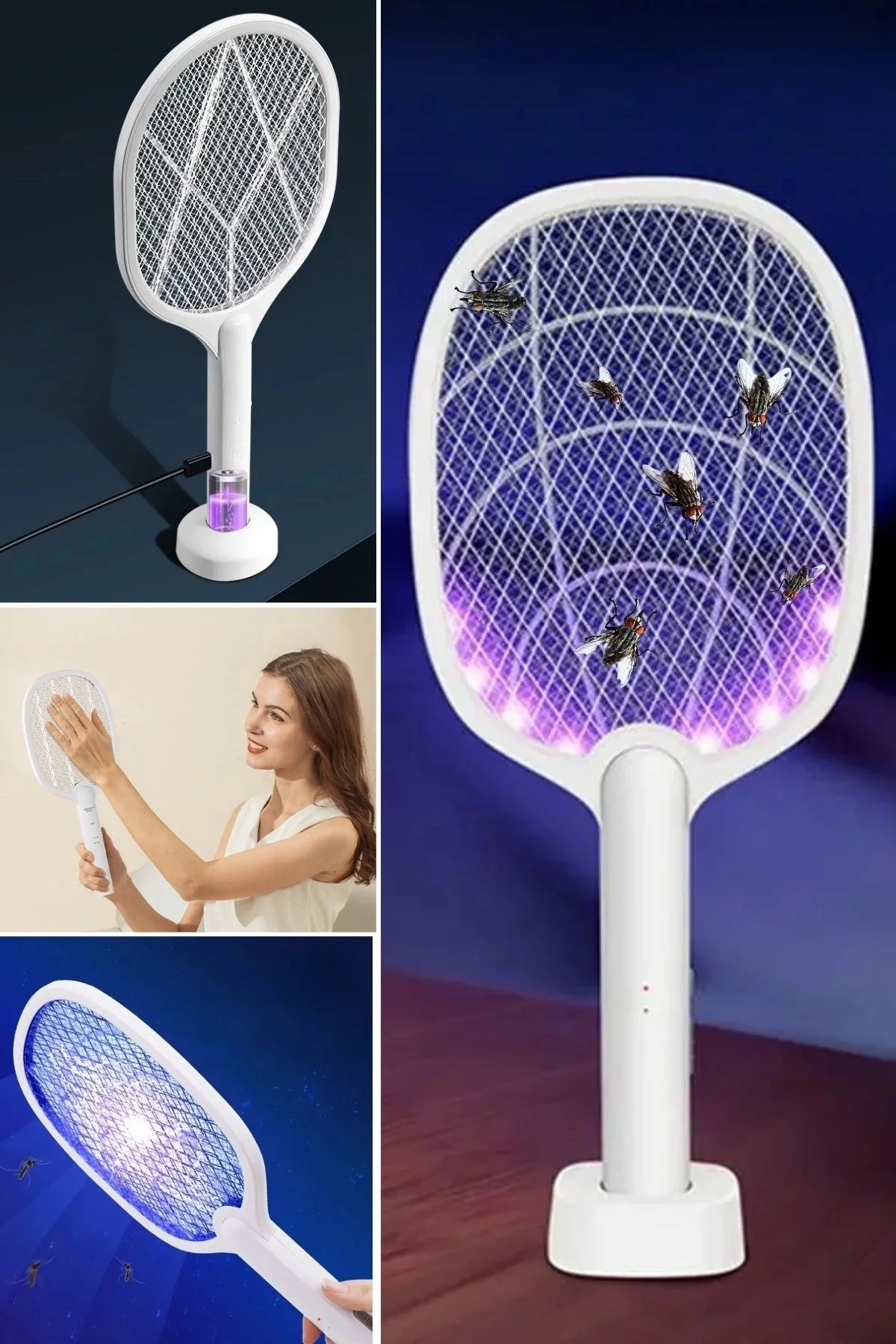 Şarjlı Sinek Öldürücü Masaüstü Standlı,mor Işık Sinek Kovucu Rake
