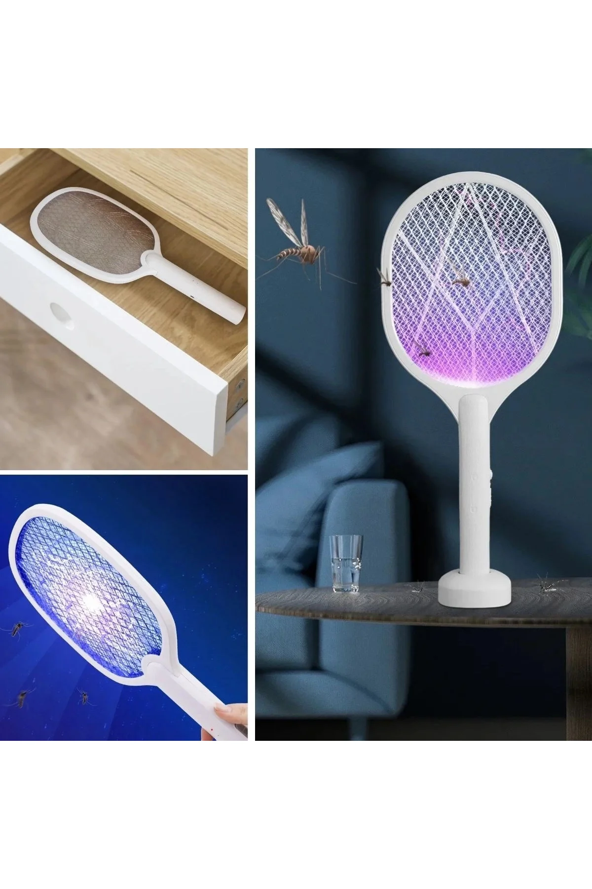 Şarjlı Sinek Öldürücü Masaüstü Standlı,mor Işık Sinek Kovucu Rake