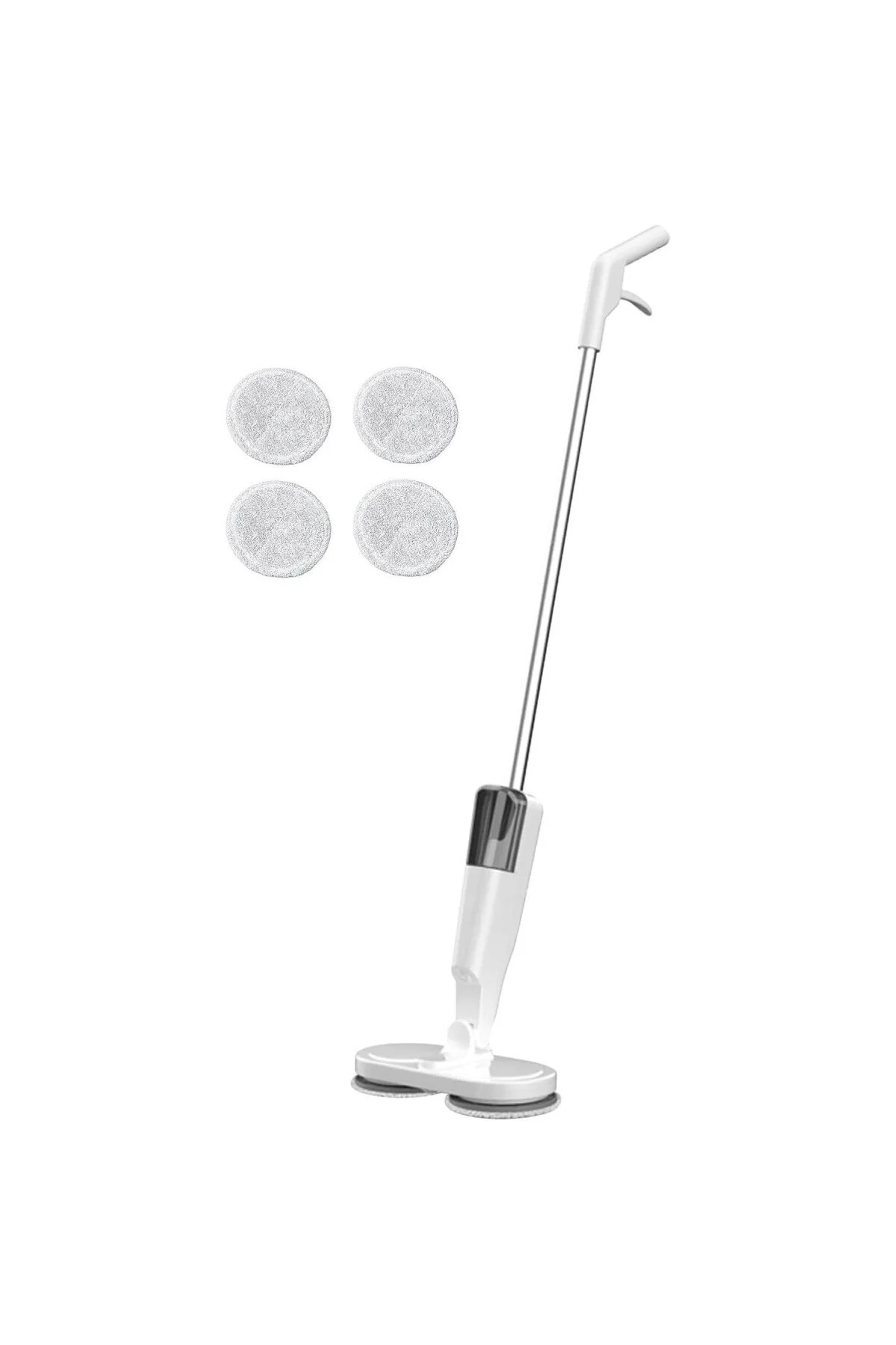 Şarjlı Su Püskürtmeli Elektrikli Mop – Çift Döner Başlık, Mikrofiber Ped, 2000 m