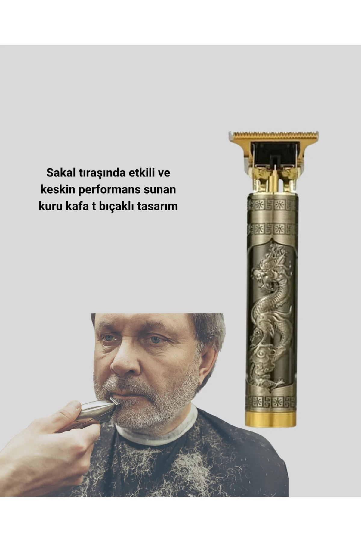 Şarjlı T Bıçaklı Saç Ve Sakal Tıraş Makinesi – 3 Başlıklı Güçlü Motorlu 2 Saat Kullanım