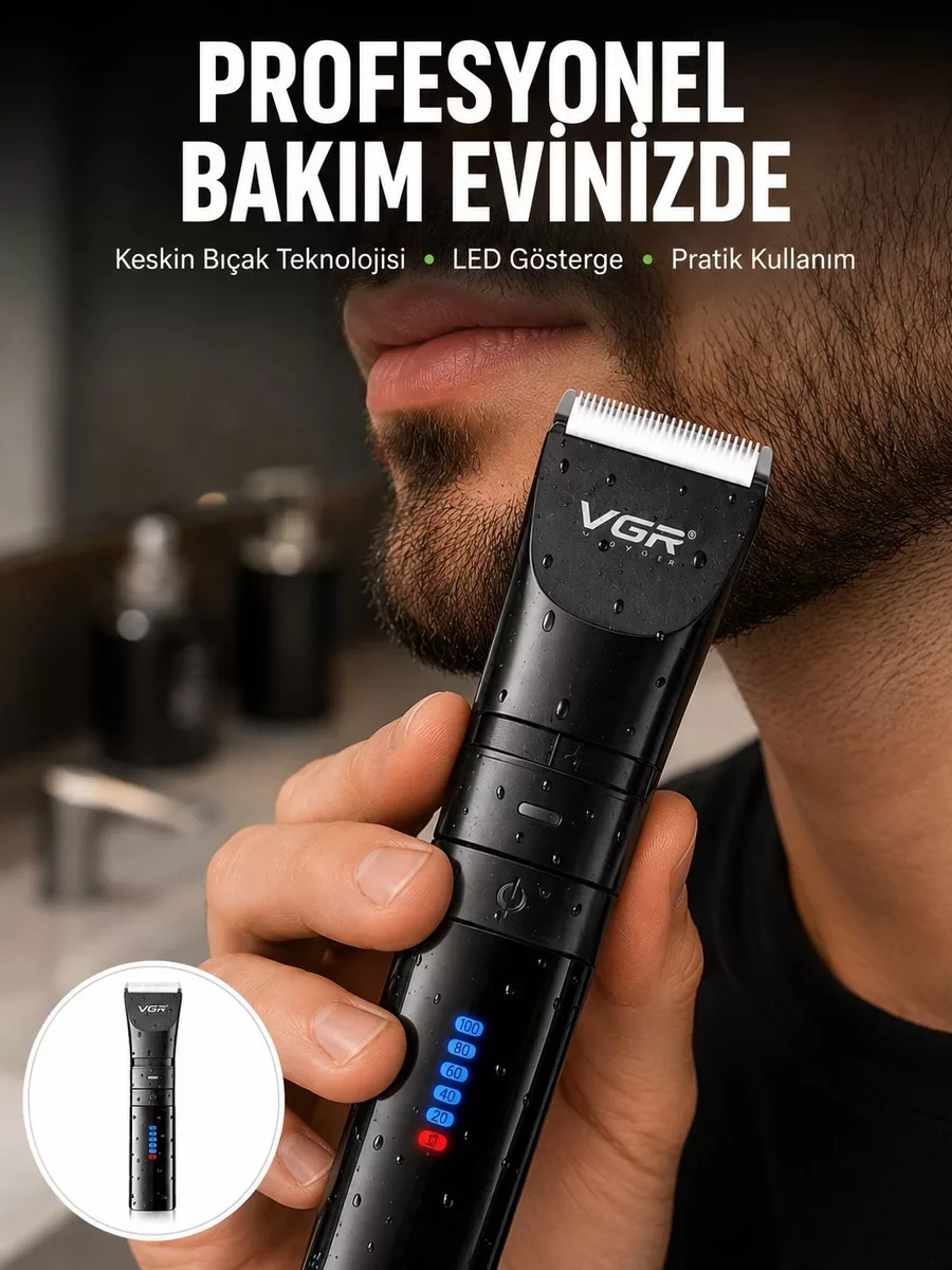 Şarjlı Tıraş Makinesi –Dijital Ekranlı Hızlı Şarjlı Profesyonel K