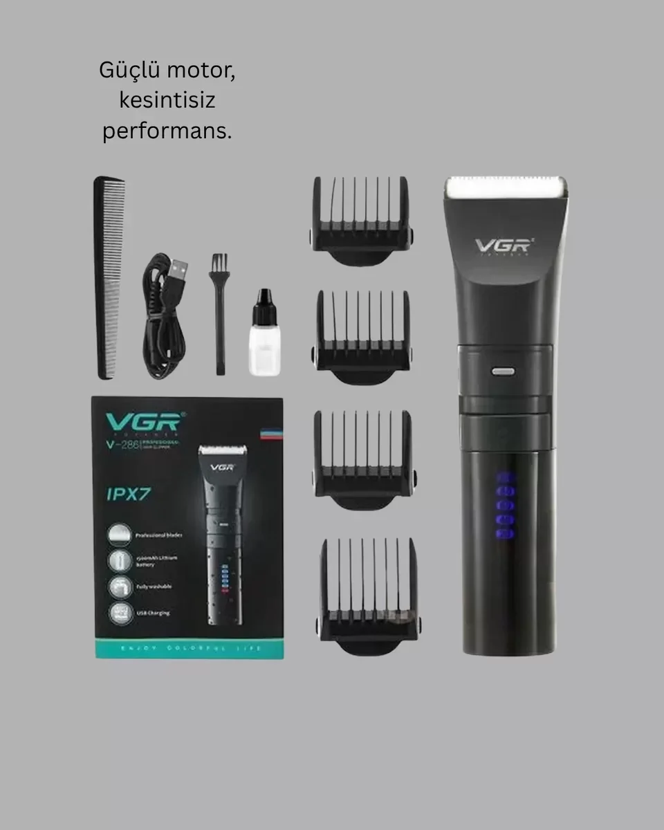 Şarjlı Tıraş Makinesi – Dijital Ekranlı IPX7 Su Geçirmez Titanyum