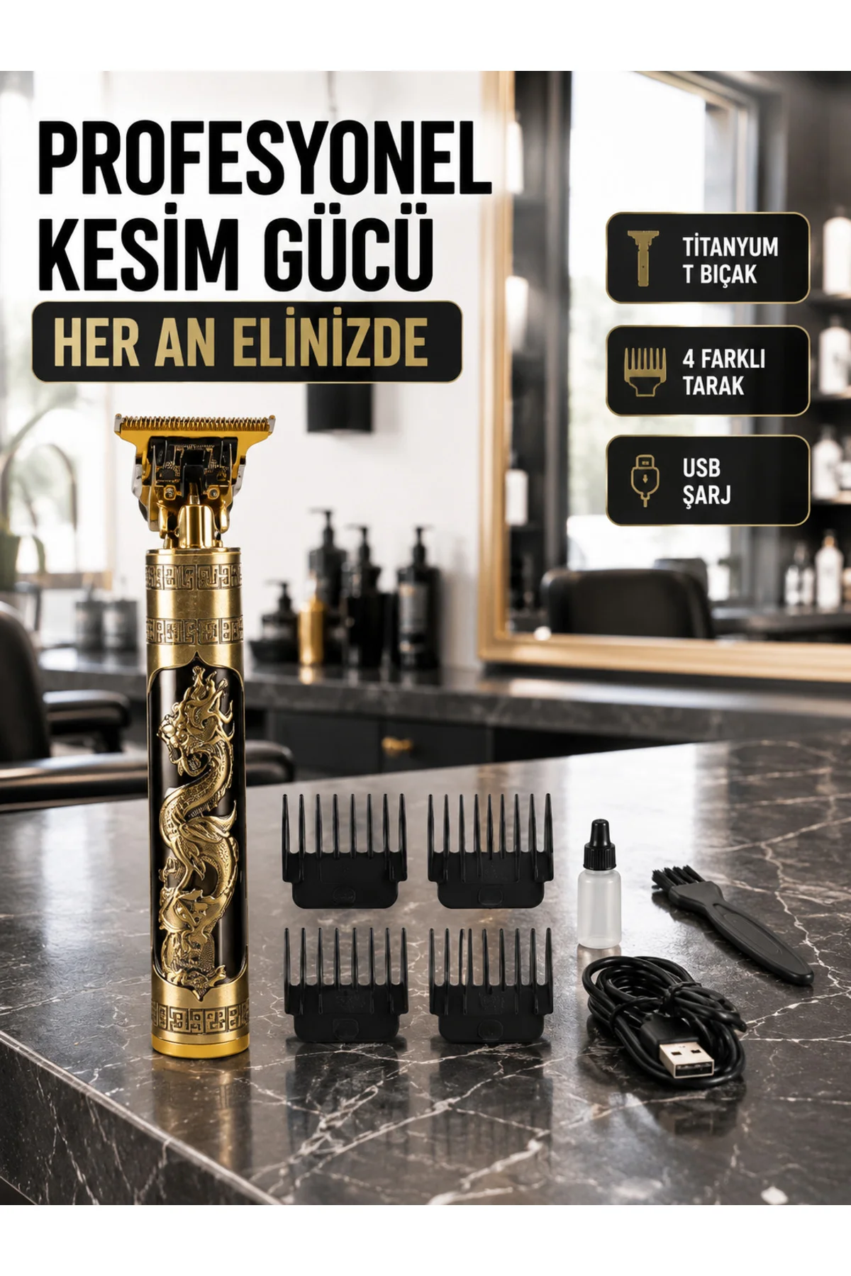 Şarjlı Titanyum Bıçaklı Saç Kesme Makinesi Yeni Nesil Şarjlı Titanyum Bıçaklı Saç Kesme Makinesi Yeni Nesil