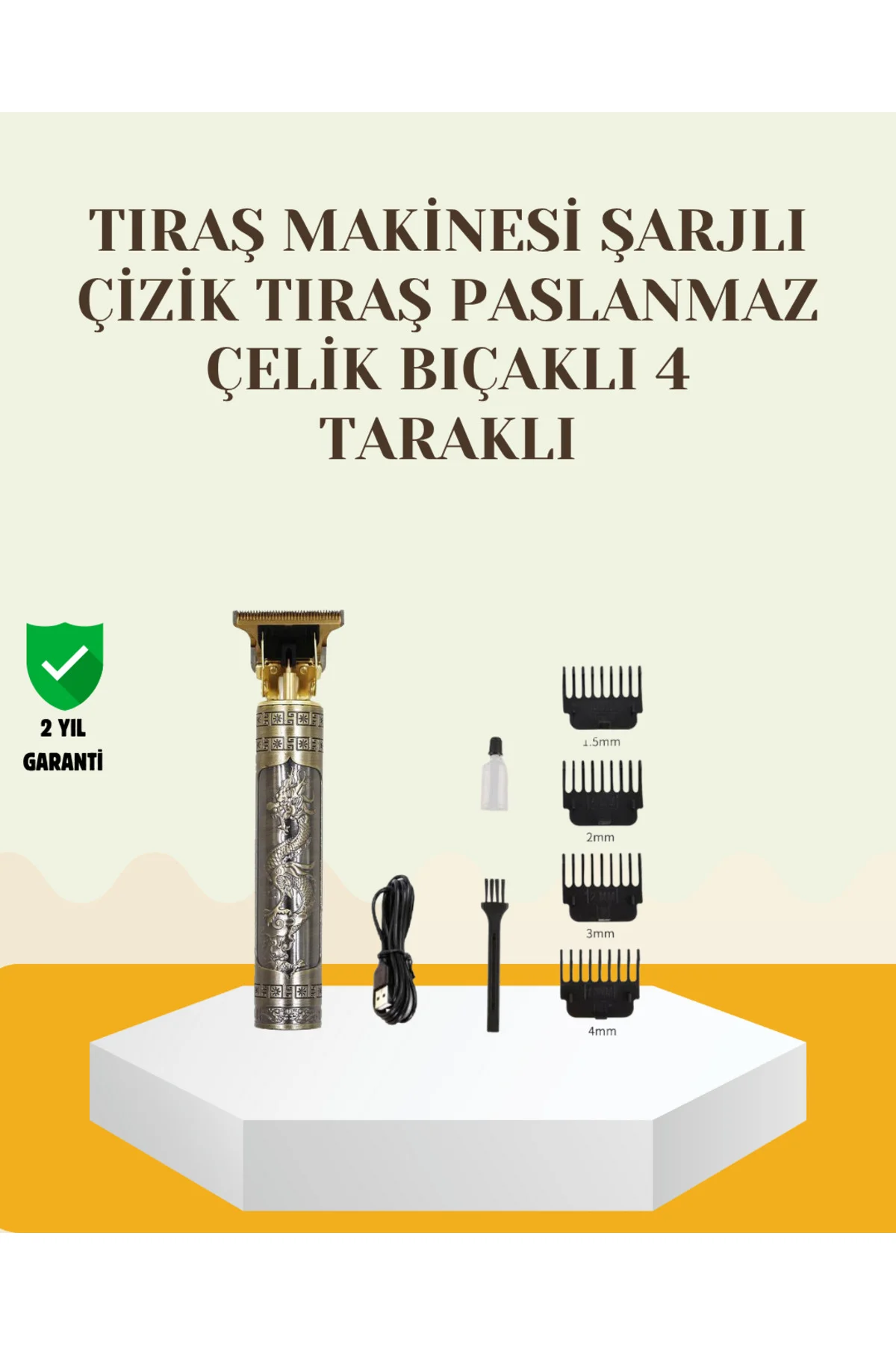 Şarjlı Titanyum Bıçaklı Saç ve Sakal Kesme Makinesi