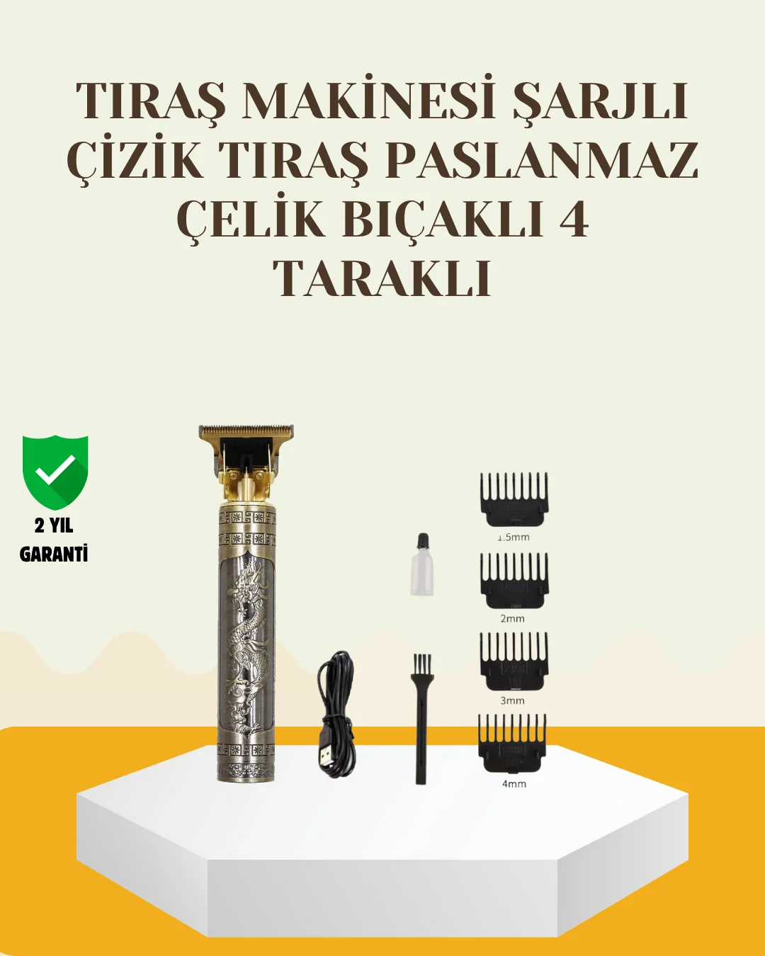 Şarjlı Titanyum Bıçaklı Saç ve Sakal Kesme Makinesi Şarjlı Titanyum Bıçaklı Saç ve Sakal Kesme Makinesi