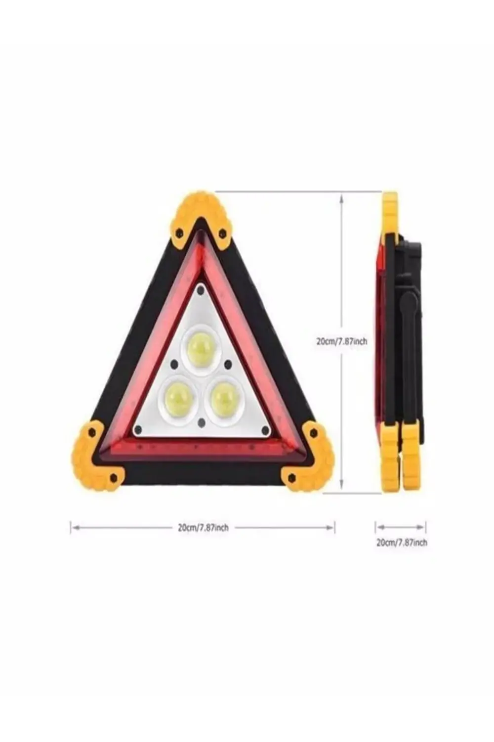 Şarjlı Üçgen Reflektör 3 Ledli Trafik Ikaz Acil Durum Kamp Lambas