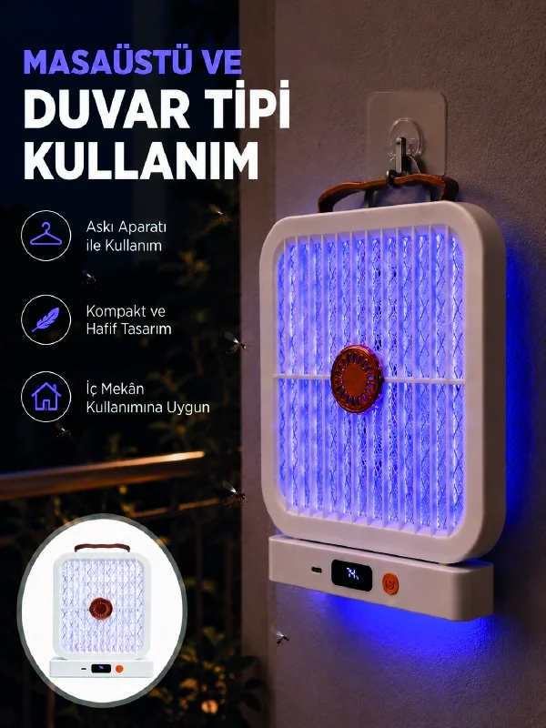 Şarjlı UV Işıklı Sinek Öldürücü Cihaz Beyaz Elektrikli Sivrisinek Yok Edici Şarjlı UV Işıklı Sinek Öldürücü Cihaz Beyaz Elektrikli Sivrisinek Yok Edici