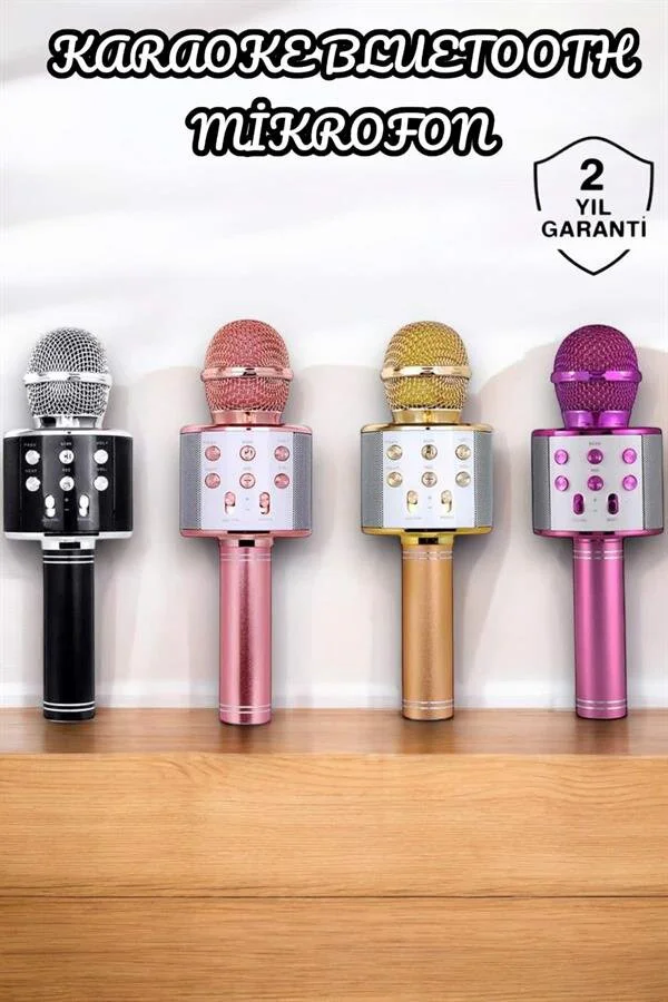 Şarjlı Uzun Pil Ömürlü Karaoke Mikrofon - USB Bellek ve Bluetooth Destekli Profesyonel Ses