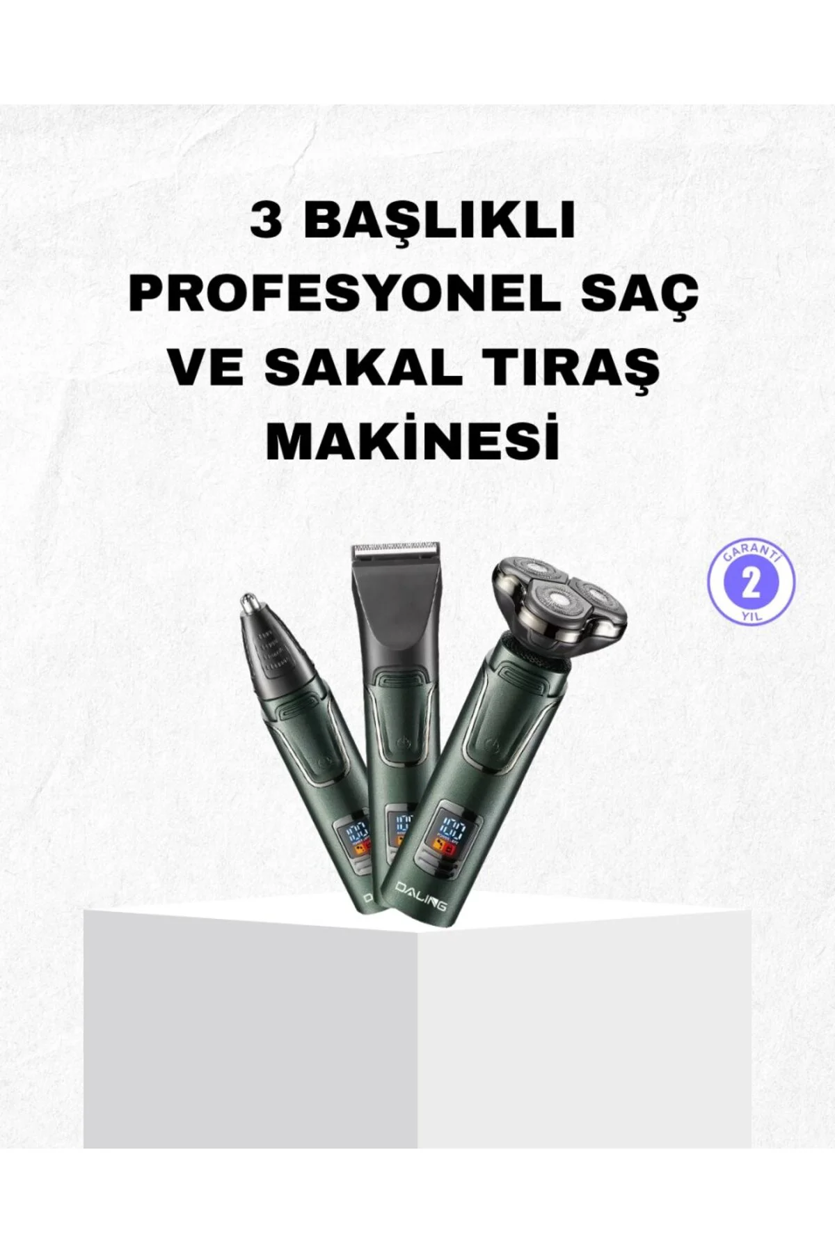 Şarjlı Ve Kablosuz 3 Başlıklı Profesyonel Bakım Seti – Saç, Sakal