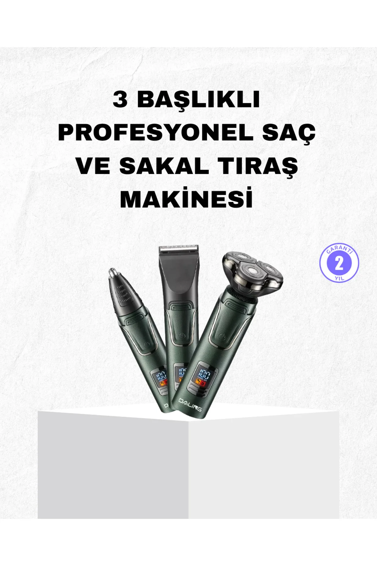 Şarjlı ve Kablosuz 3 Başlıklı Profesyonel Bakım Seti – Saç, Sakal, Burun ve Kulak Düzeltici