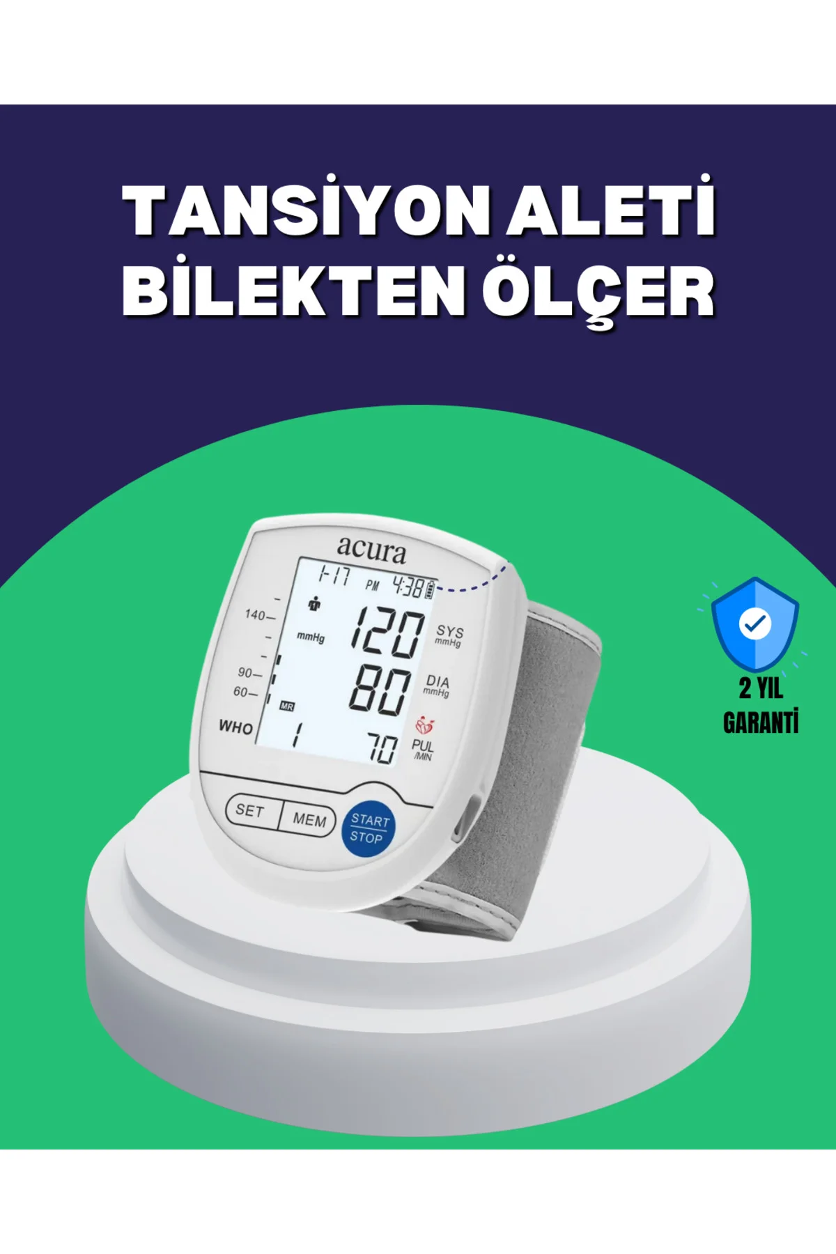 Şarjlı ve Pilli Bilek Tansiyon Ölçer Dijital Ekran Hafıza Kayıtlı