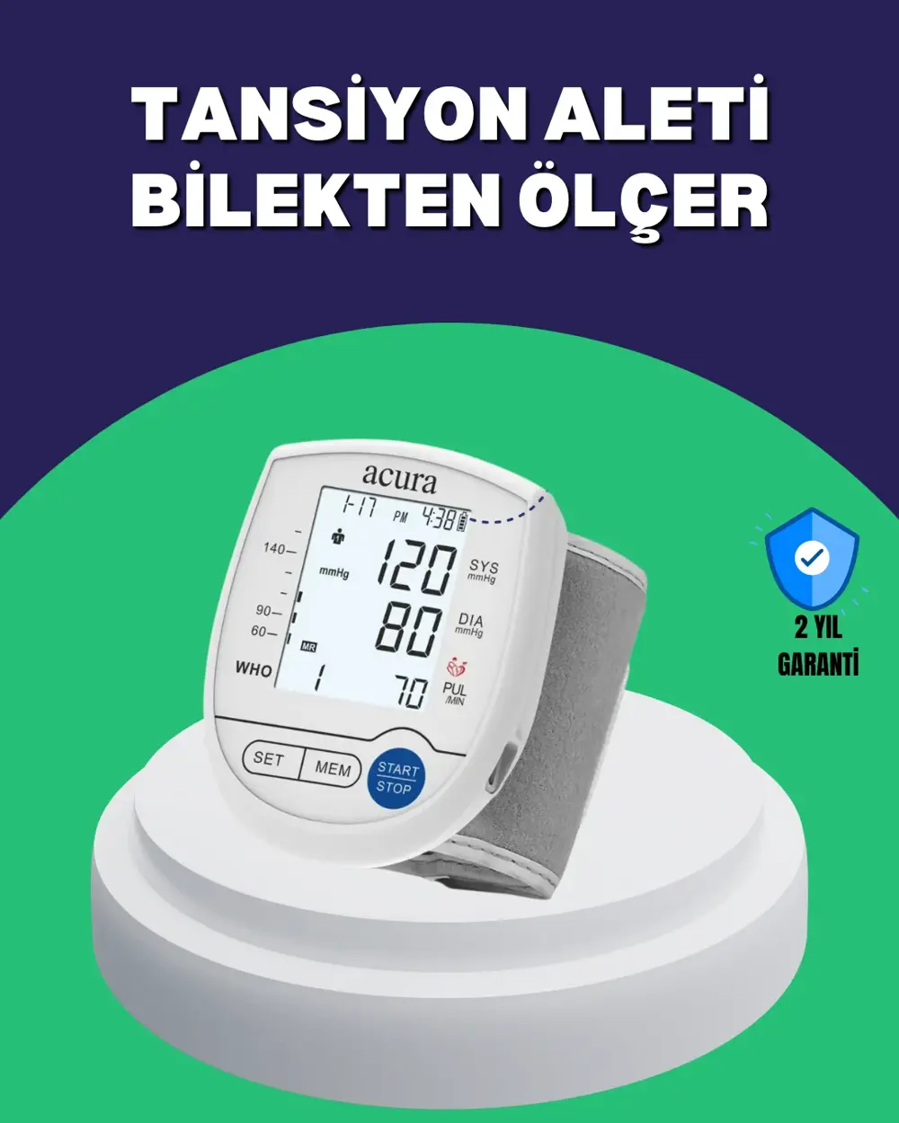 Şarjlı ve Pilli Bilek Tansiyon Ölçer Dijital Ekran Hafıza Kayıtlı