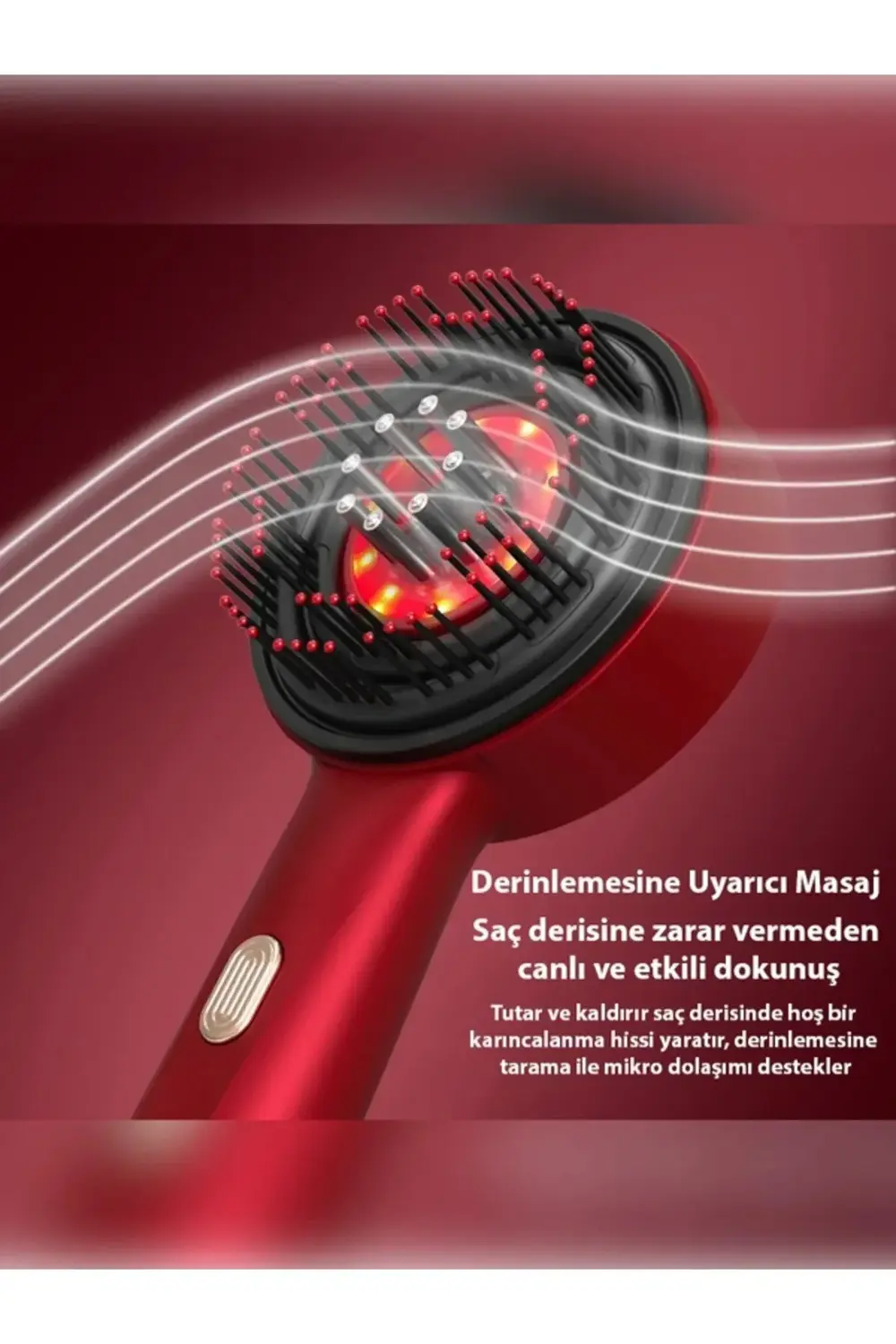 Şarjlı Ve Titreşimli Saç Masaj Tarağı Bakım Yağı Hazneli Fırça