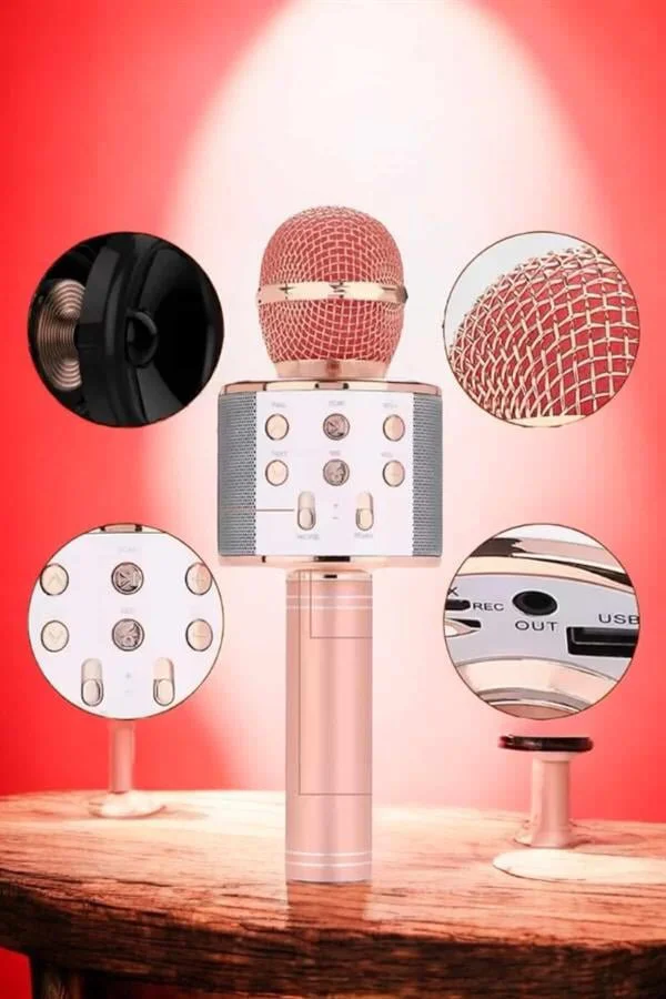 Şarjlı ve Uzun Pil Ömürlü Karaoke Mikrofon USB Bellek Destekli Profesyonel Ses