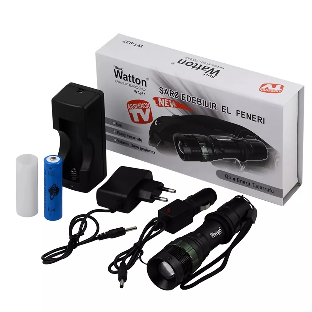 Şarjlı Zoomlu Acil Durum Feneri Wt-037 Şarjlı Zoomlu Acil Durum Feneri Wt-037