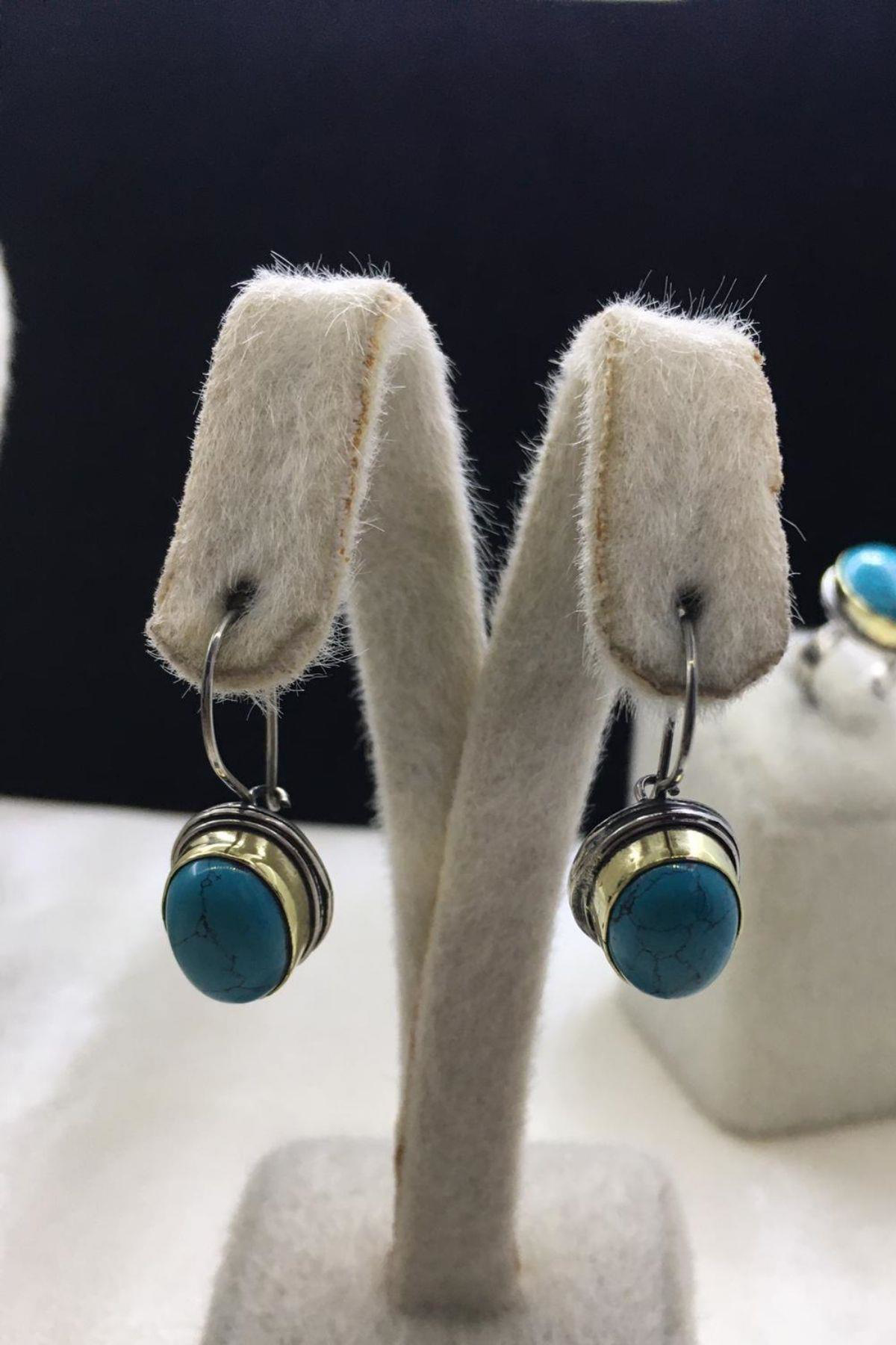 Beyisa Sarma Serisi Mavi Damarlı Firuze Turkuaz Taşlı El İşi Bayan Otant