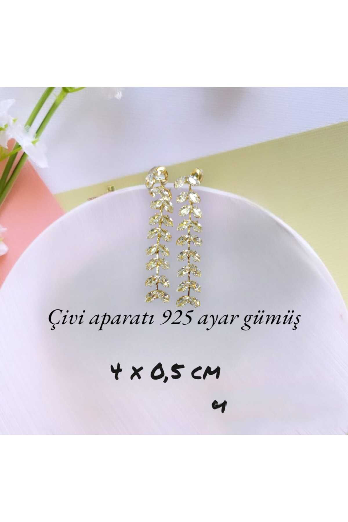 Dodemert Home Sarmaşık Gold 925 Ayar Gümüş Zirkon Taşlı Küpe