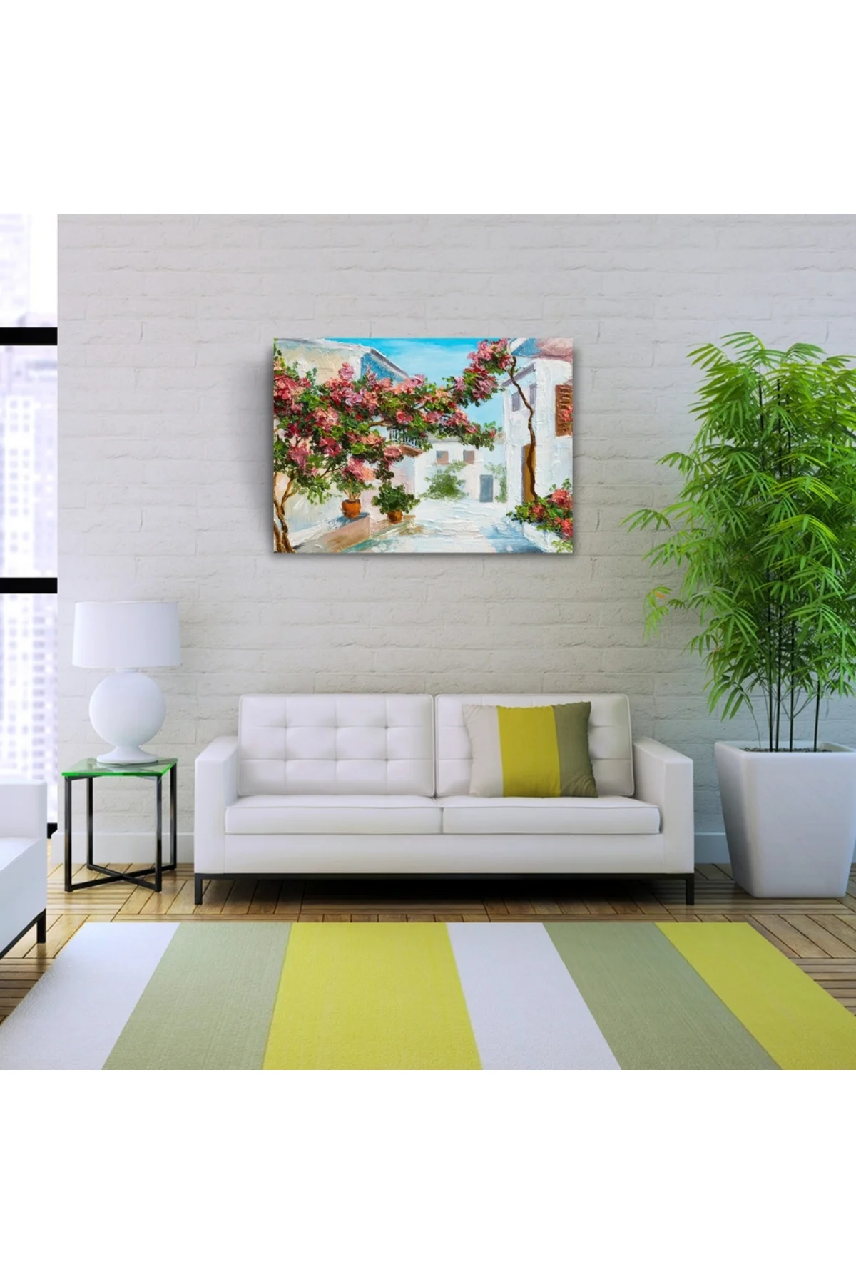 Sarmaşık ve Köy Evleri Yağlıboya Kanvas Tablo 50 x 70