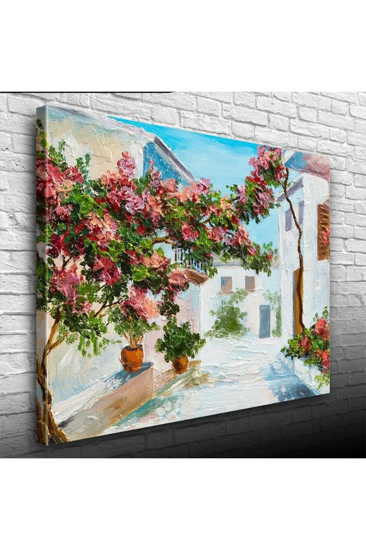 Sarmaşık ve Köy Evleri Yağlıboya Kanvas Tablo 50 x 70