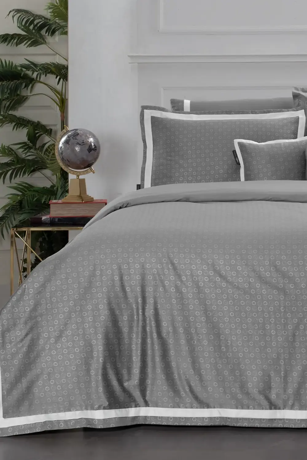 Nevresimpark Sarov Gri Çift Kişilik %100 Pamuk Saten 400 Tc Nevresim Takımı