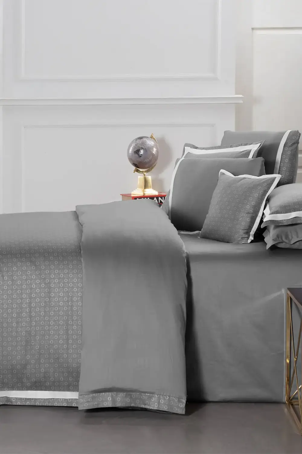 Nevresimpark Sarov Gri Çift Kişilik %100 Pamuk Saten 400 Tc Nevresim Takımı