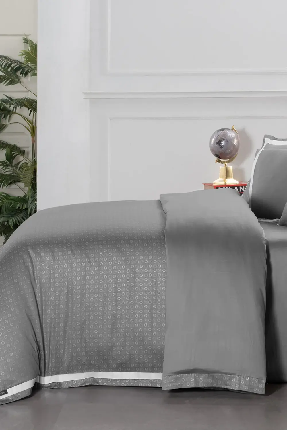 Nevresimpark Sarov Gri Çift Kişilik %100 Pamuk Saten 400 Tc Nevresim Takımı