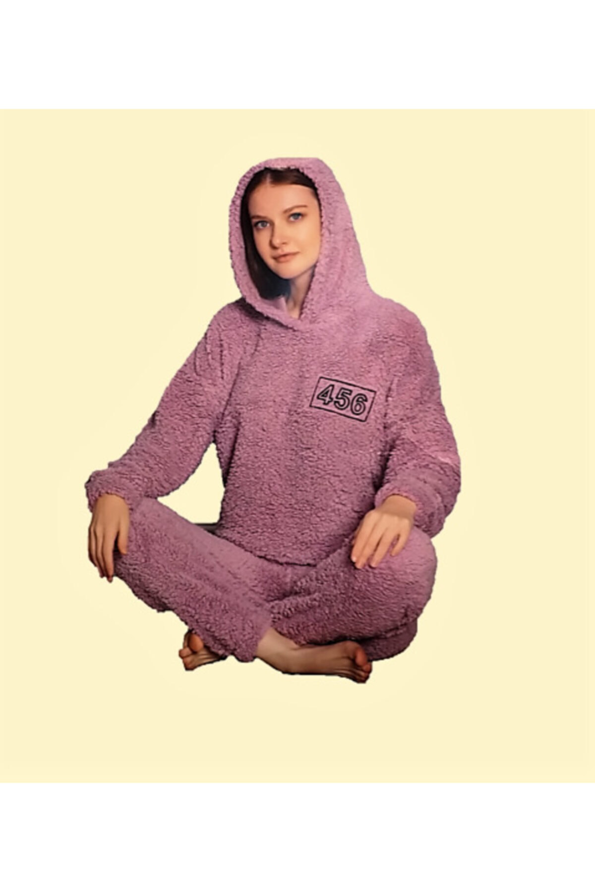 Şarpa Pelüş Kapüşonlu Pijama Takımı