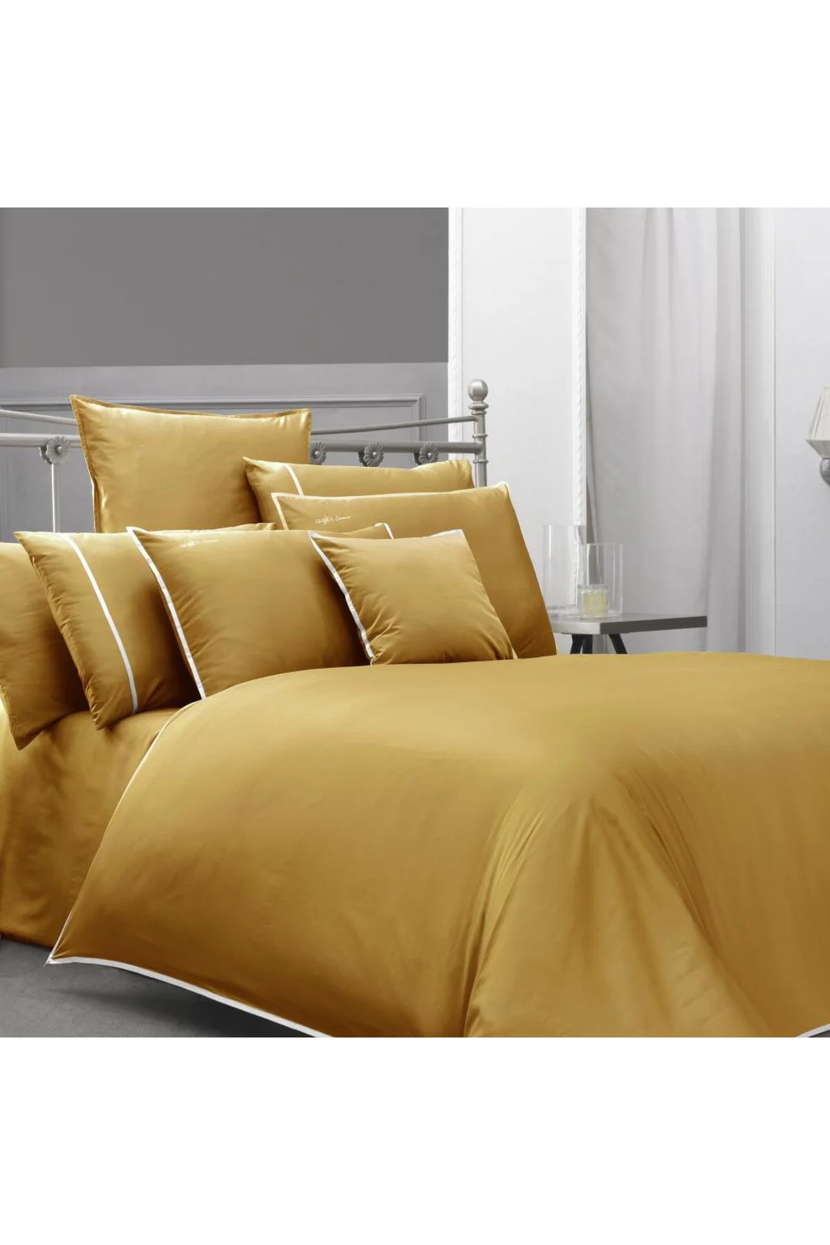Sartoria Sarı Çift Kişilik Pamuk Saten 500 Tc Nevresim Takımı