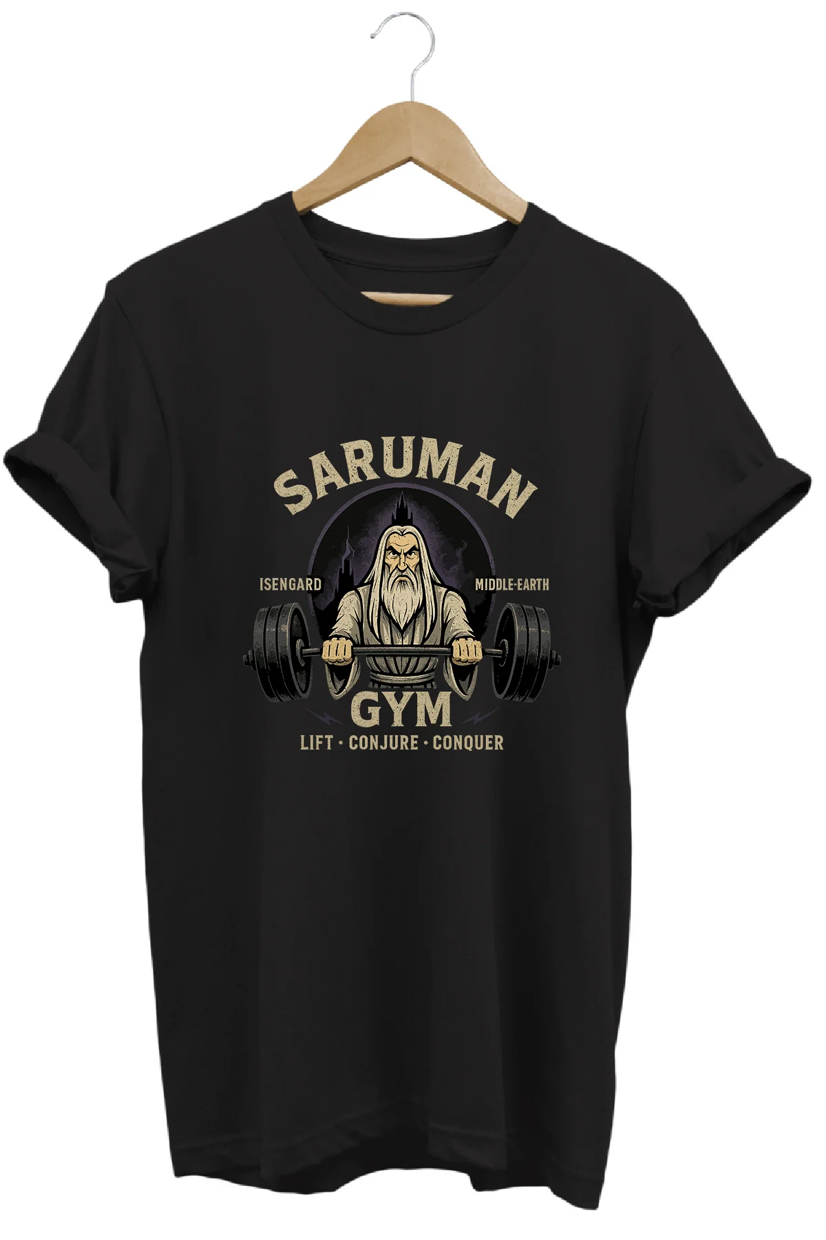 SARUMAN Gym LOTR Regular Fit %100 Pamuk Yumuşak Dokulu Bisiklet Yaka Tişört SARUMAN Gym LOTR Regular Fit %100 Pamuk Yumuşak Dokulu Bisiklet Yaka Tişört