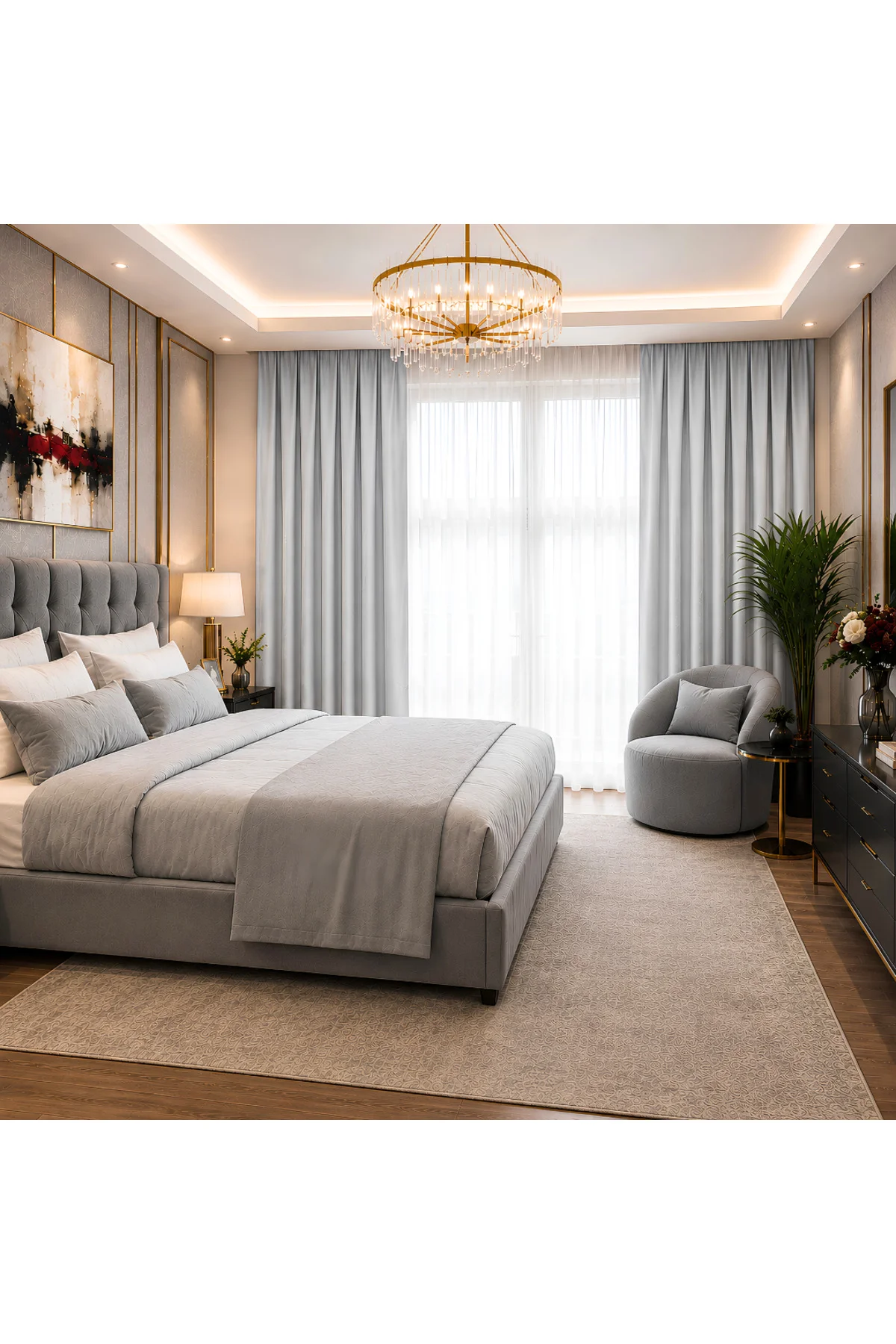 Saten Blackout Fon Perde 1x3 Sık Pile Tek Kanat Karartma Özellikli Kornişli Özel Ölçü - Gümüş Gri Saten Blackout Fon Perde 1x3 Sık Pile Tek Kanat Karartma Özellikli Kornişli Özel Ölçü - Gümüş Gri