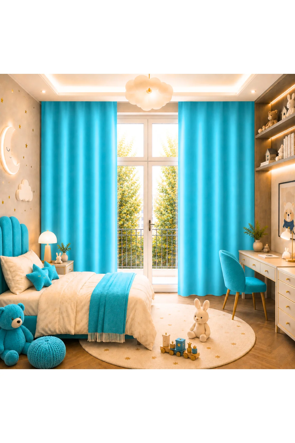 Saten Blackout Güneşlik Perde Pilesiz Işık Kesici Karartma Özellikli Özel Ölçü - Aqua Saten Blackout Güneşlik Perde Pilesiz Işık Kesici Karartma Özellikli Özel Ölçü - Aqua