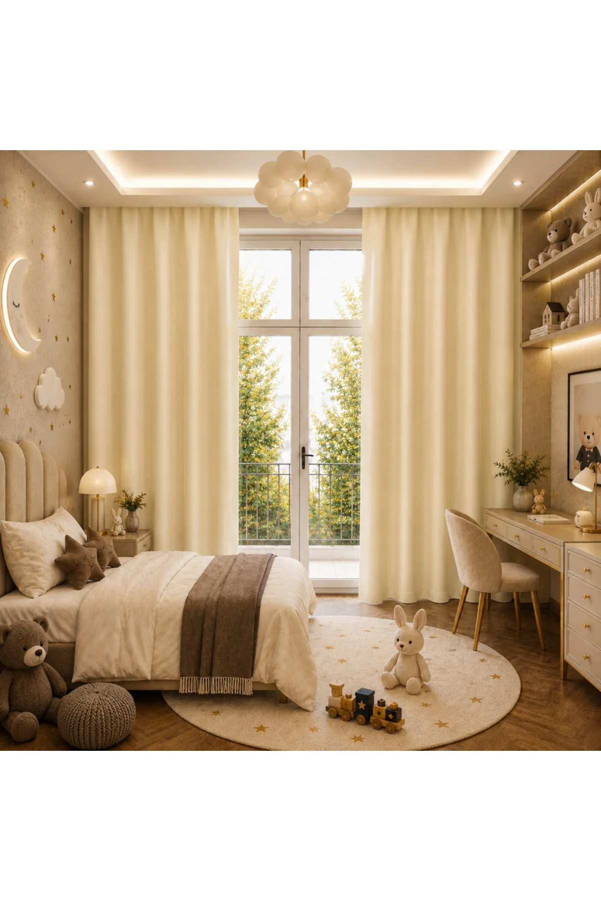 Saten Blackout Güneşlik Perde Pilesiz Işık Kesici Karartma Özellikli Özel Ölçü - Krem Saten Blackout Güneşlik Perde Pilesiz Işık Kesici Karartma Özellikli Özel Ölçü - Krem