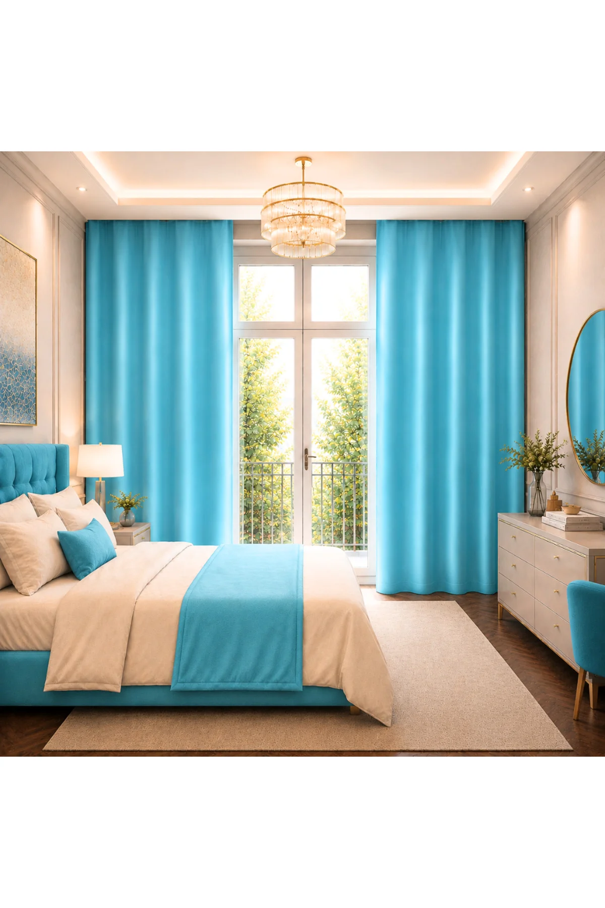 Saten Blackout Güneşlik Perde Pilesiz Işık Kesici Karartma Özellikli Özel Ölçü - Aqua Saten Blackout Güneşlik Perde Pilesiz Işık Kesici Karartma Özellikli Özel Ölçü - Aqua