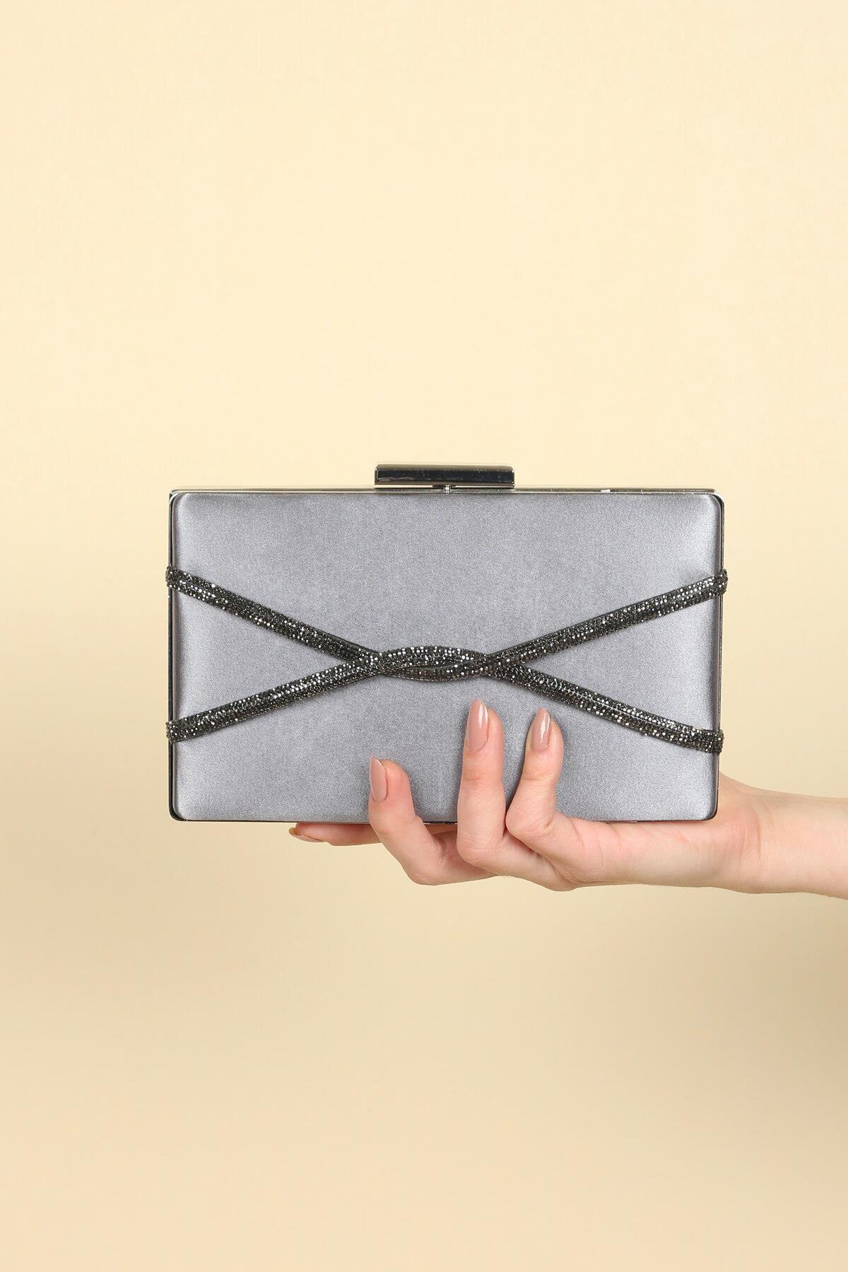 Monalisa Home Saten Çapraz Sira Taşli Lüks Abiye Çanta