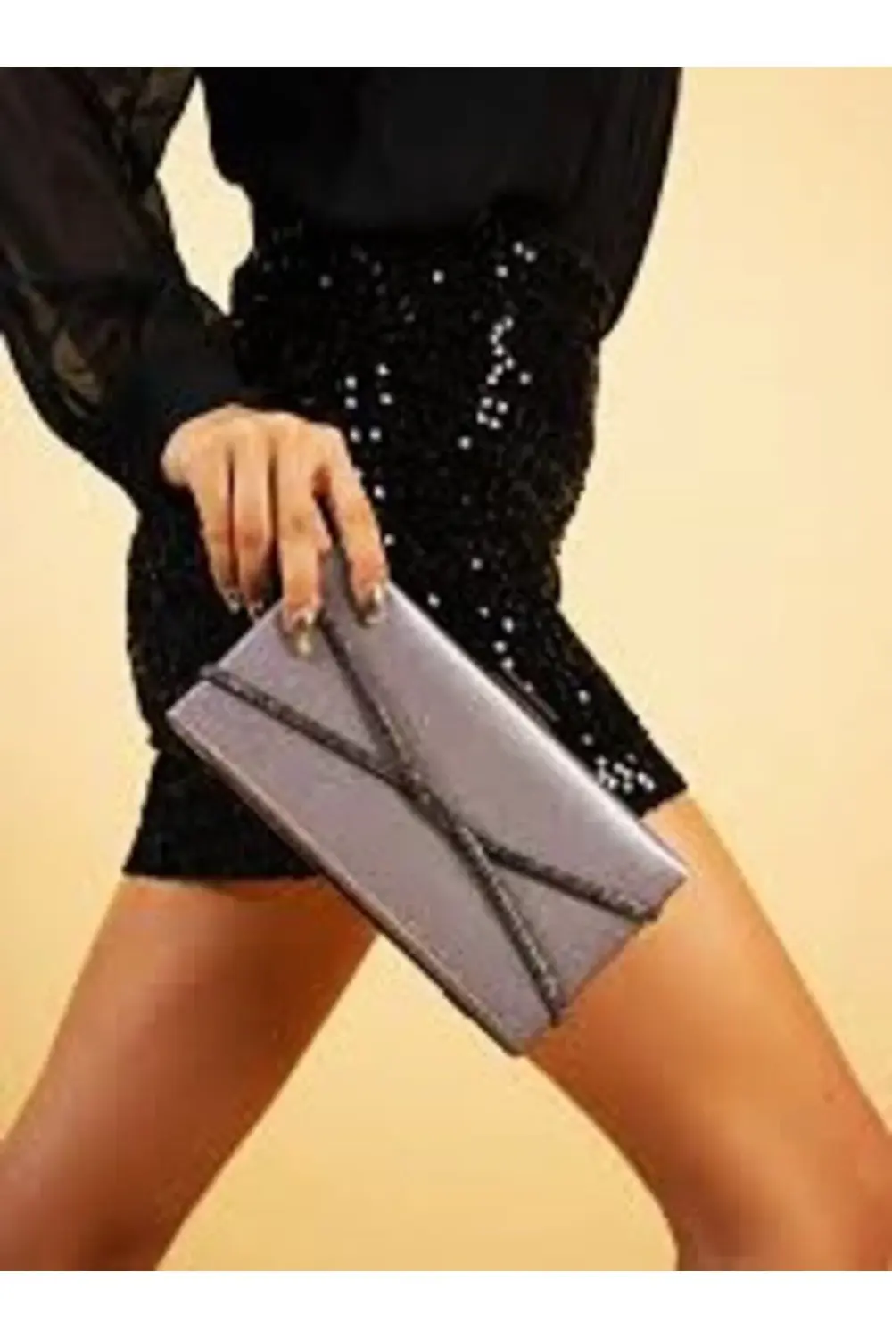 Saten Çapraz Sıra Taşlı Lüks Abiye Çanta