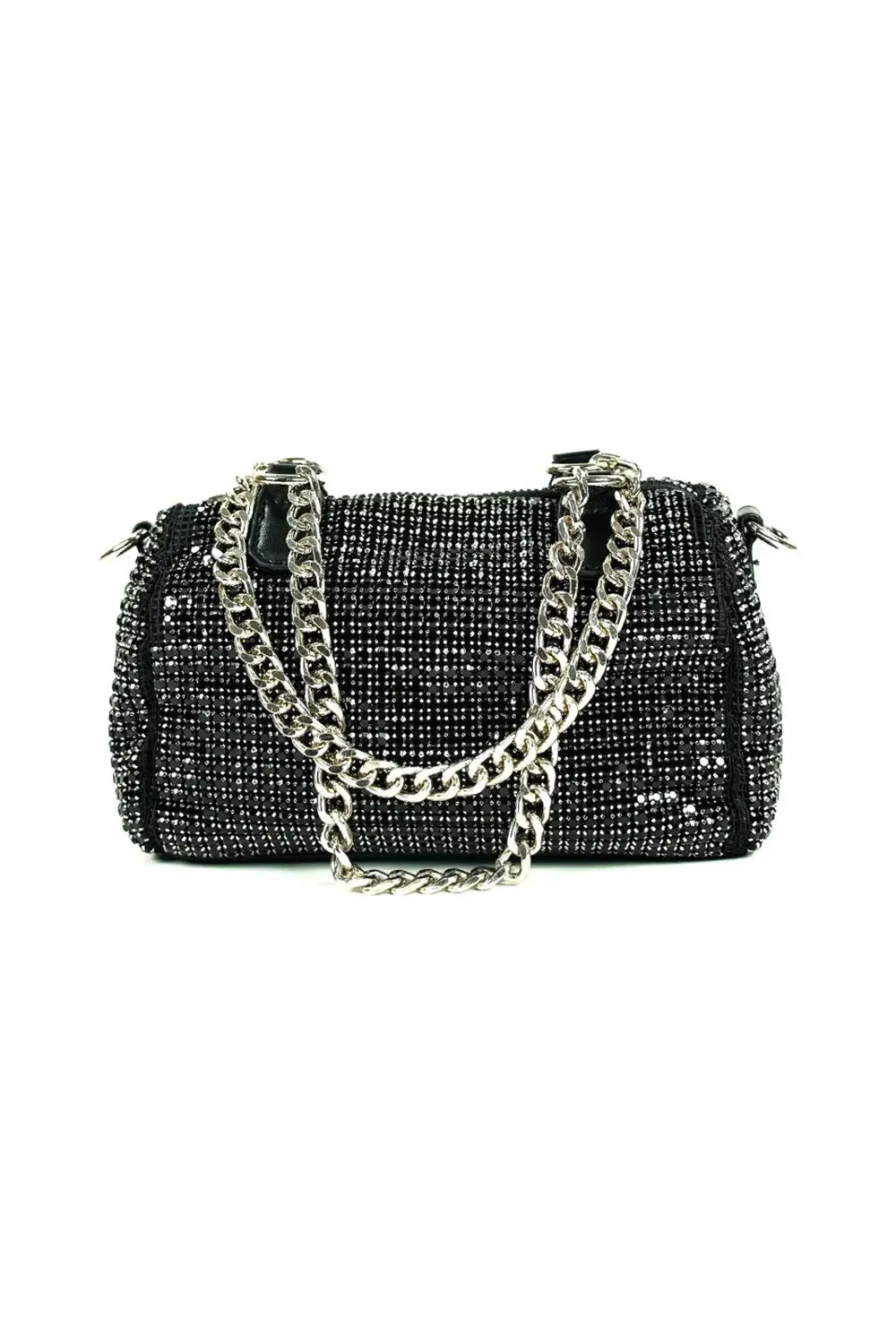 Saten Çapraz Sıra Taşlı Lüks Abiye Çanta