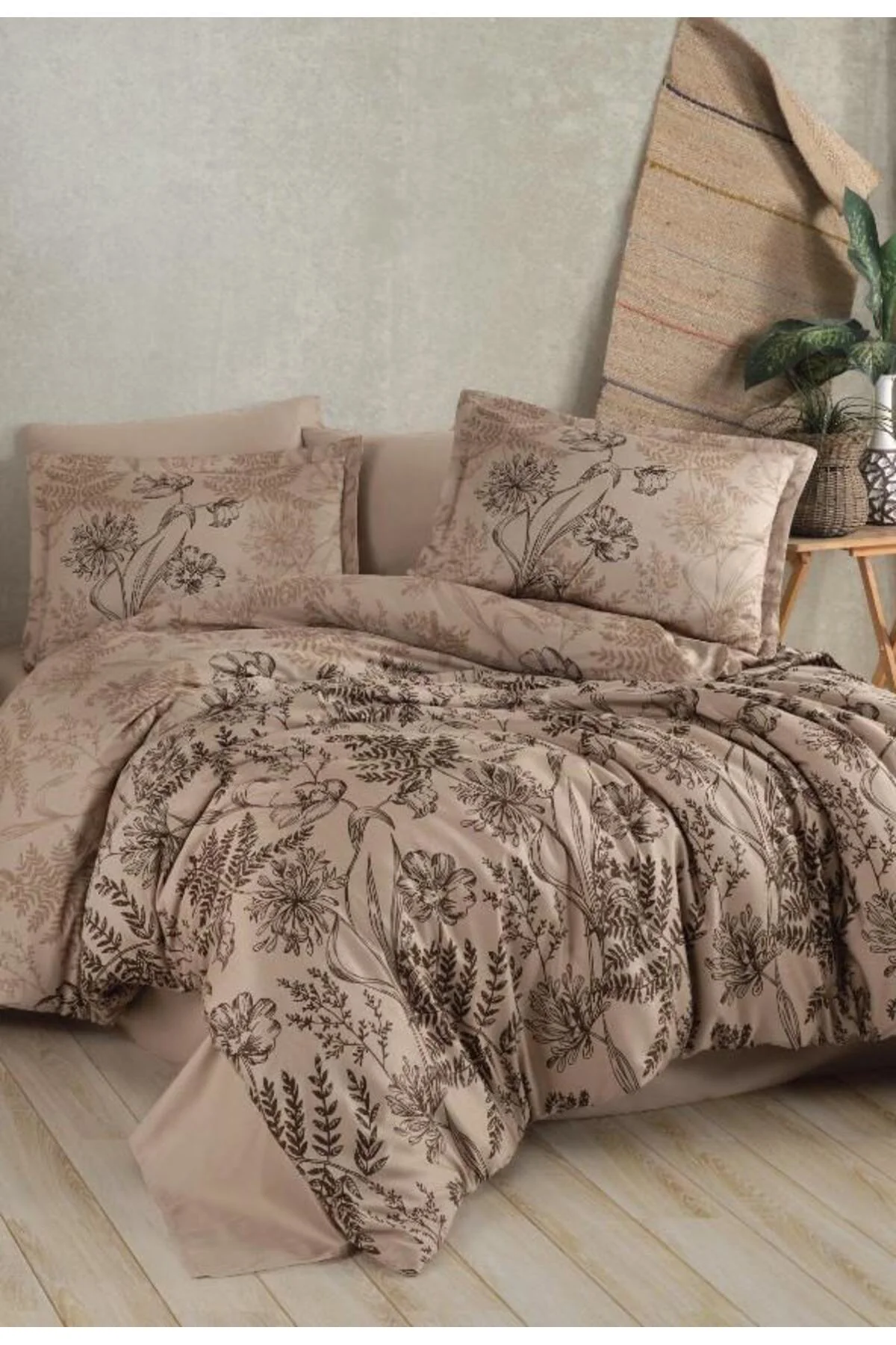 Saten Çift Kişilik Nev Takımı Le V1 Kahve