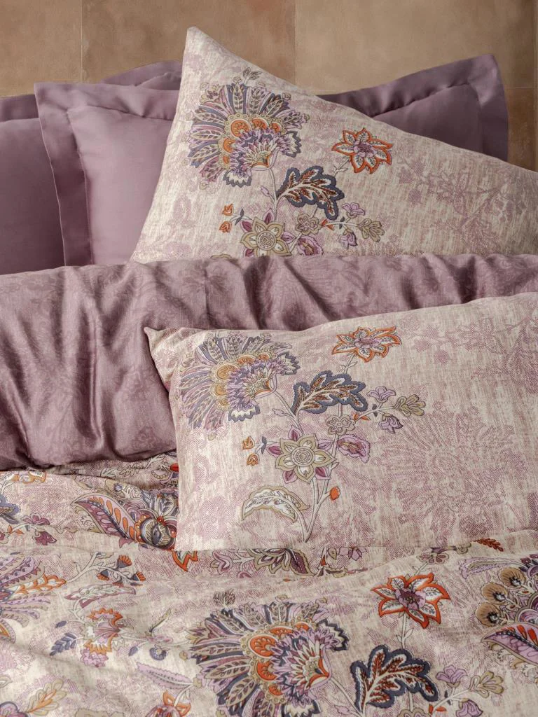 Saten Çift Kişilik Nev Takımı Majolica Mürdüm