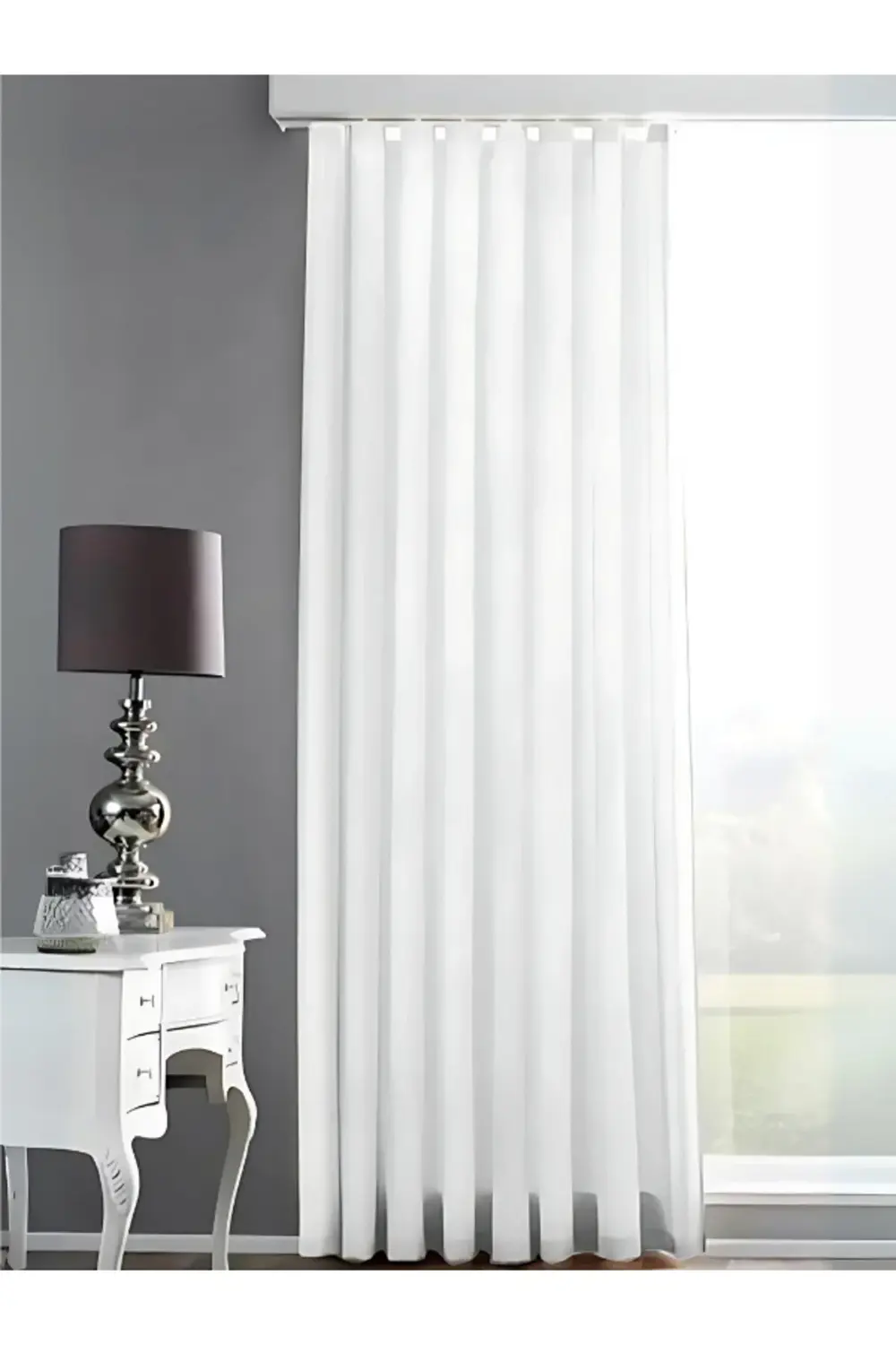 Saten Güneşlik Perde Beyaz