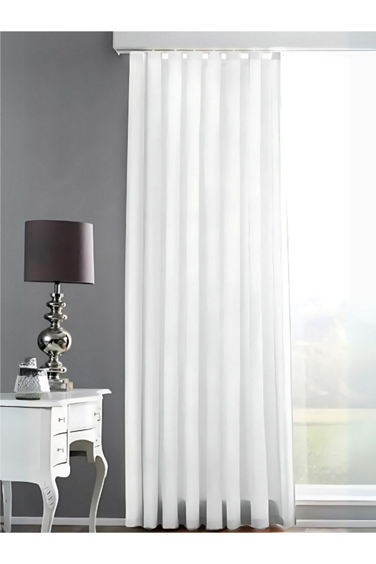 Özgün Home Saten Güneşlik Perde Beyaz