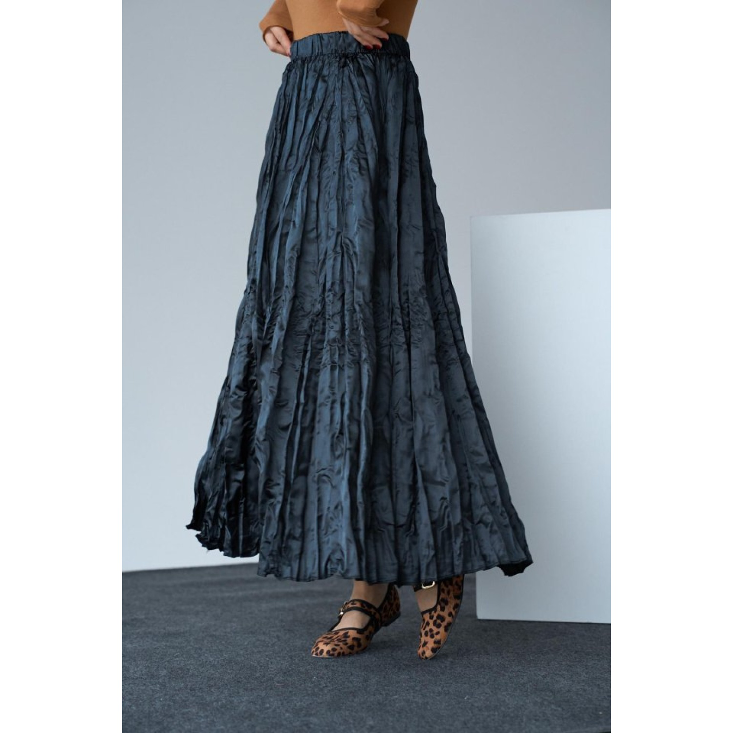 Saten Uzun Etek - Siyah