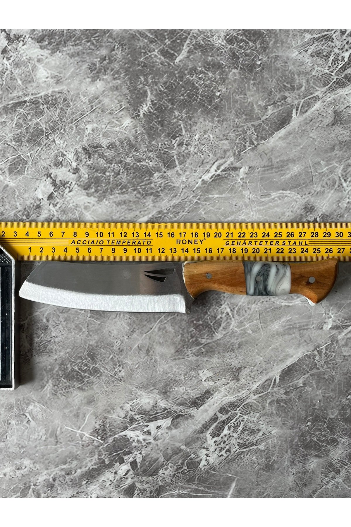 Satır Model Hibrit Beyaz Epoksi Kabzeli Kılıflı Kamp ve Av Bıçağı